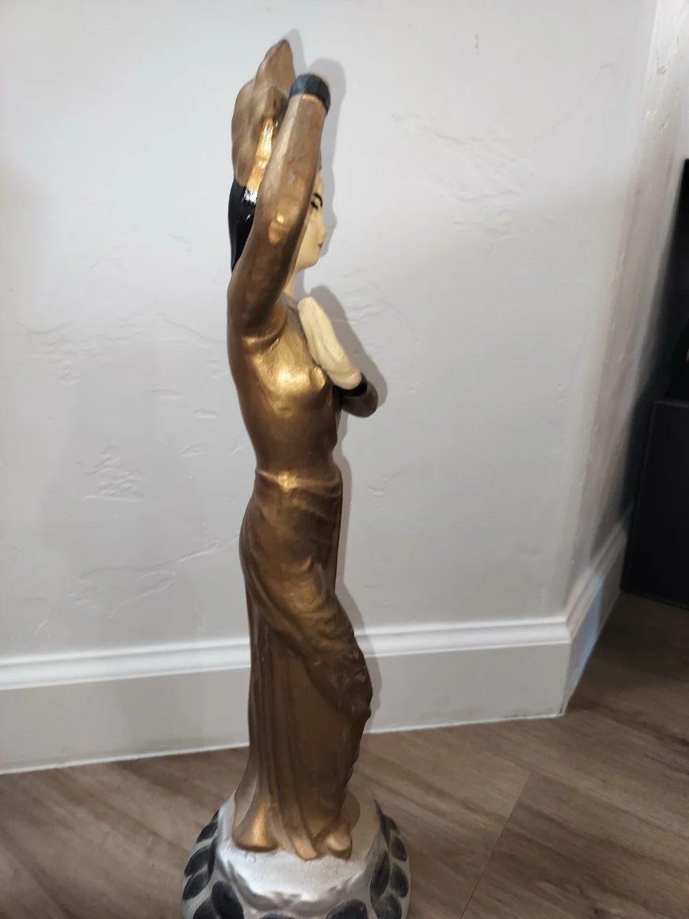 VTG 1950s Mid Century Balinese Dancer Figurines Pair Gold 17